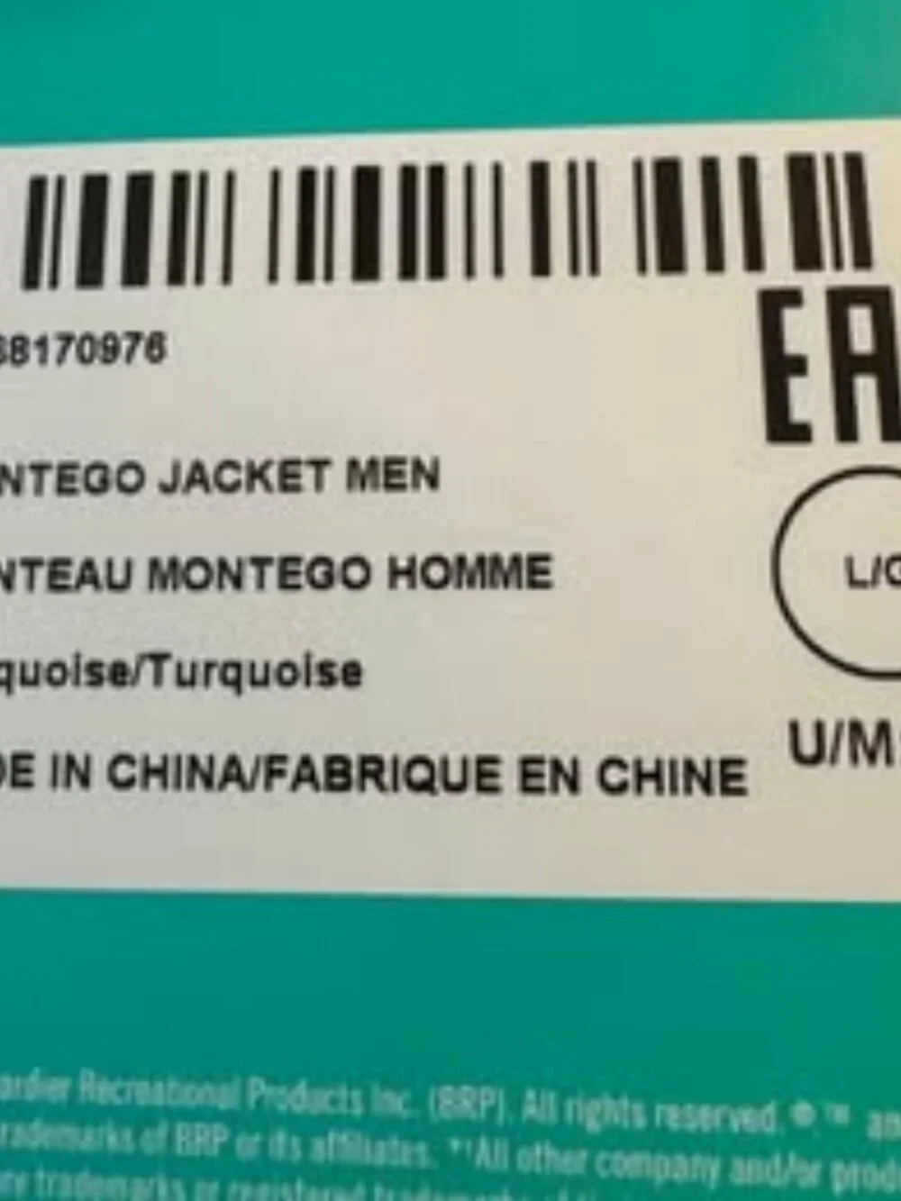 SEA-DOO MONTEGO JACKET LARGE MEN'S NWOT